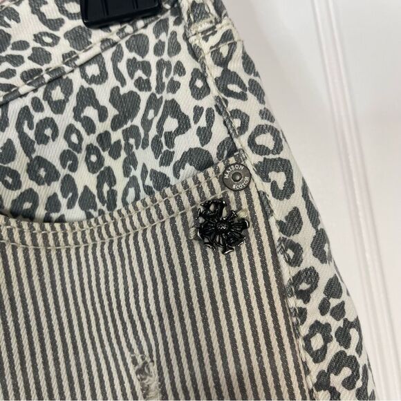 Maison Scotch Jean Shorts Size 25 Stripes Leopard Multicolor Casual - Picture 3 of 9